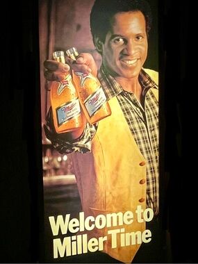 Vintage Bar Light Miller Beer Sign Black Bartender Toast Lighted Sign 1980s Ad